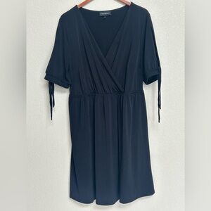 Lane Bryant Women’s Plus 14/16 Black Surplice Midi Stretch Dress Tie Sleeves